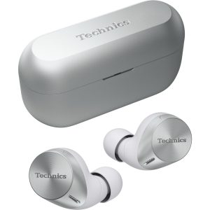 Technics EAH-AZ60M2 căști wireless cu anulare activă a zgomotului (Bluetooth multipunct, 8 microfoane MEMS, JustMyVoice, driver de 8 mm, IPX4), argintiu